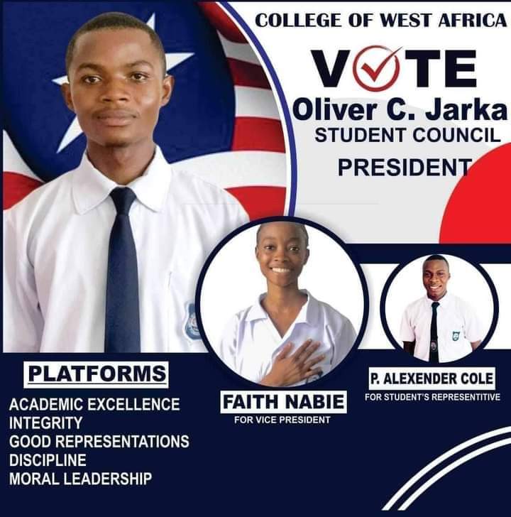 Celebrating Success: Oliver C. Jarka Elected President of College of West Africa Student Council Government 1